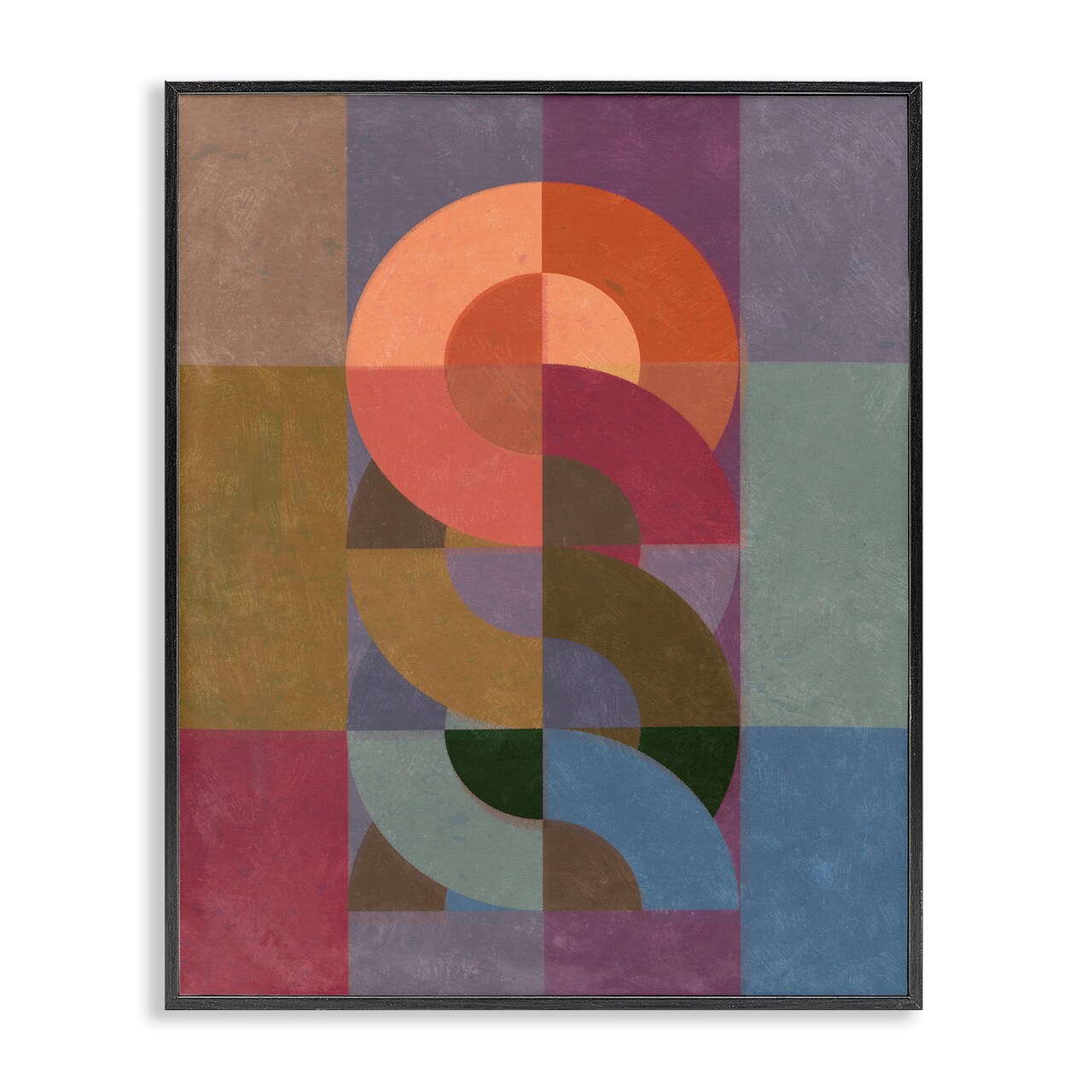 Stupell Industries Retro Interlocking Circles Framed Giclee Wall Art Design by Victoria Barnes